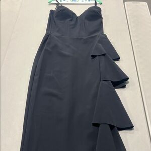 Chiara Boni Black Strapless Ruffle-Accent Cocktail Dress